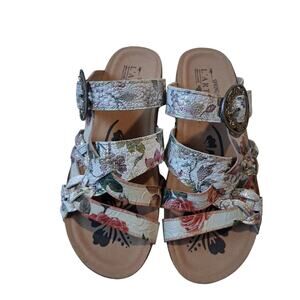 L'Artiste Spring Step Yarden Womens Size 38EU Floral Leather Resortwear Sandals